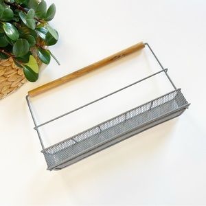 Vintage Metal Mesh & Wood Handled Spice / Oil Rack